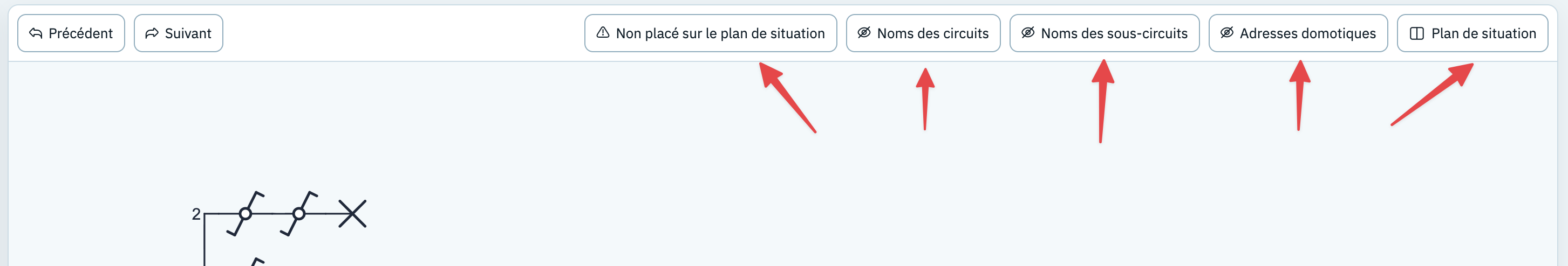 Options de visibilité du schéma unifilaire