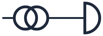 Symbole Sonnette avec transformateur dans un schéma unifilaire